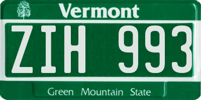 VT license plate ZIH993