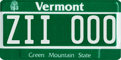 VT license plate ZII000