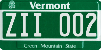 VT license plate ZII002