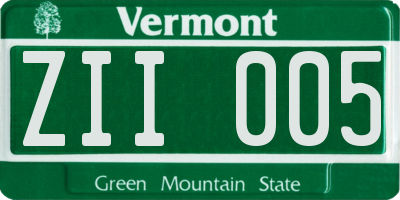 VT license plate ZII005