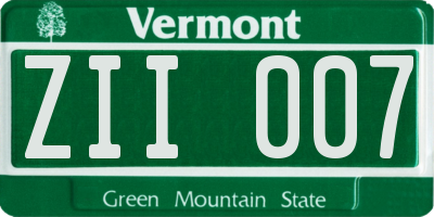 VT license plate ZII007