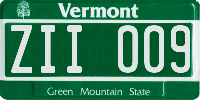 VT license plate ZII009