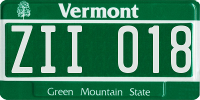 VT license plate ZII018