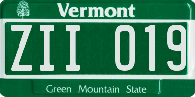 VT license plate ZII019