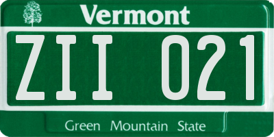VT license plate ZII021