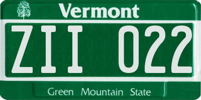VT license plate ZII022