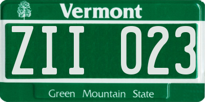 VT license plate ZII023