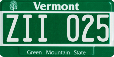 VT license plate ZII025