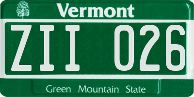 VT license plate ZII026