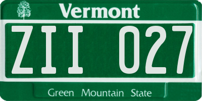 VT license plate ZII027
