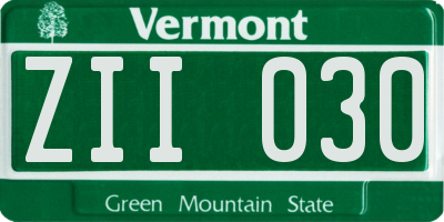 VT license plate ZII030
