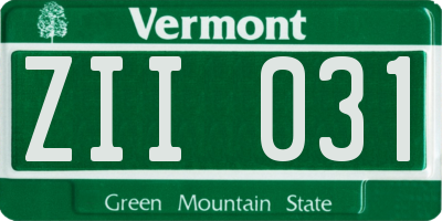 VT license plate ZII031