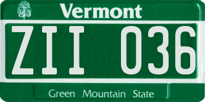 VT license plate ZII036