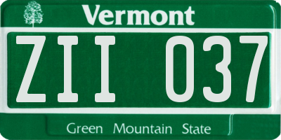 VT license plate ZII037