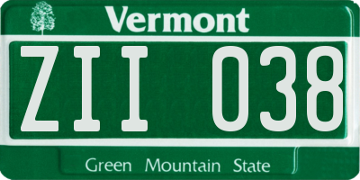 VT license plate ZII038