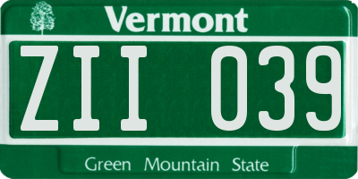VT license plate ZII039