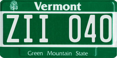 VT license plate ZII040