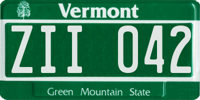 VT license plate ZII042