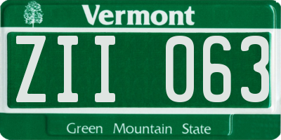 VT license plate ZII063