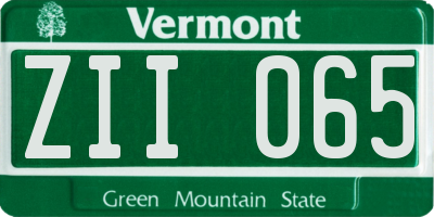 VT license plate ZII065