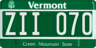VT license plate ZII070