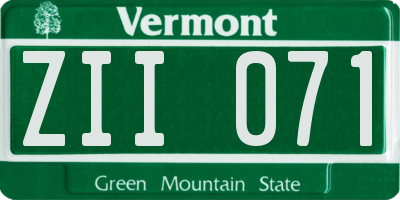 VT license plate ZII071