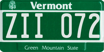 VT license plate ZII072