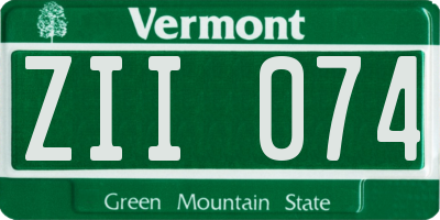 VT license plate ZII074