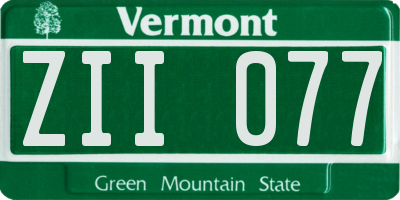VT license plate ZII077
