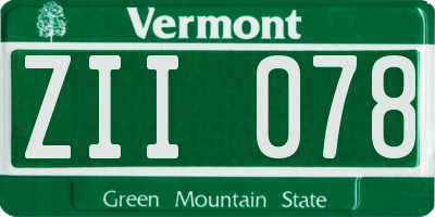 VT license plate ZII078