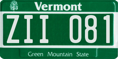VT license plate ZII081