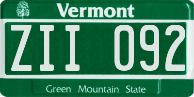 VT license plate ZII092