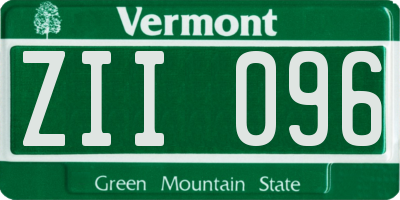 VT license plate ZII096