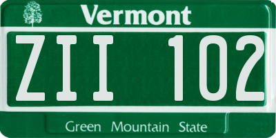 VT license plate ZII102