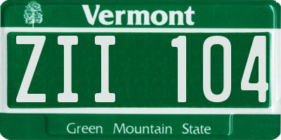 VT license plate ZII104