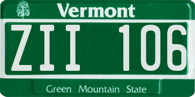 VT license plate ZII106