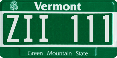 VT license plate ZII111