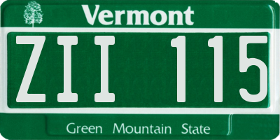 VT license plate ZII115