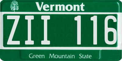 VT license plate ZII116