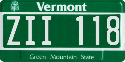 VT license plate ZII118