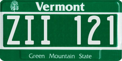 VT license plate ZII121