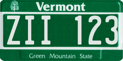 VT license plate ZII123