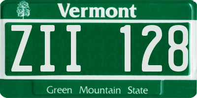 VT license plate ZII128