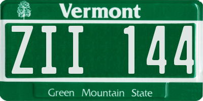 VT license plate ZII144