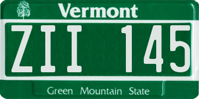 VT license plate ZII145