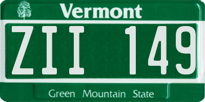 VT license plate ZII149