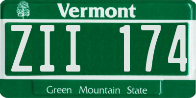 VT license plate ZII174