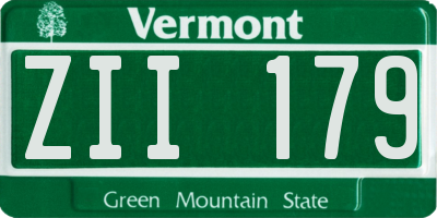 VT license plate ZII179