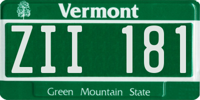 VT license plate ZII181