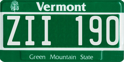 VT license plate ZII190